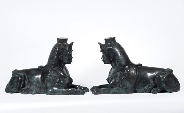 Coppia di sfingi in bronzo  - Auction Antiquariato - I - Galleria Pananti Casa d'Aste