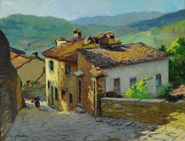 Gino Danti : Casolari  - Olio su faesite - Auction Autori del XIX e XX sec. - II - Galleria Pananti Casa d'Aste