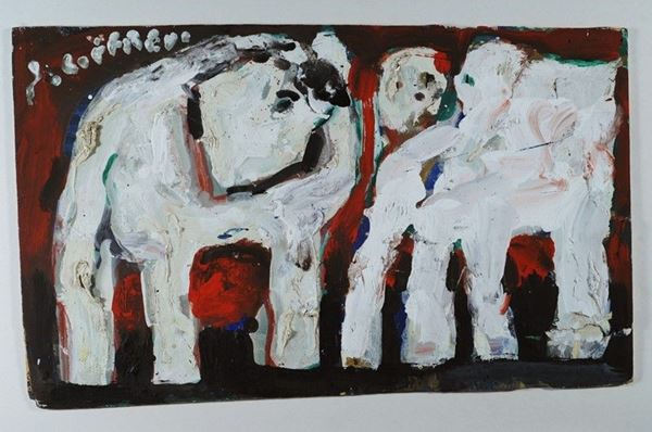 Silvio Loffredo : Elefanti  - Olio su compensato - Auction ARTE MODERNA E CONTEMPORANEA - III - Galleria Pananti Casa d'Aste