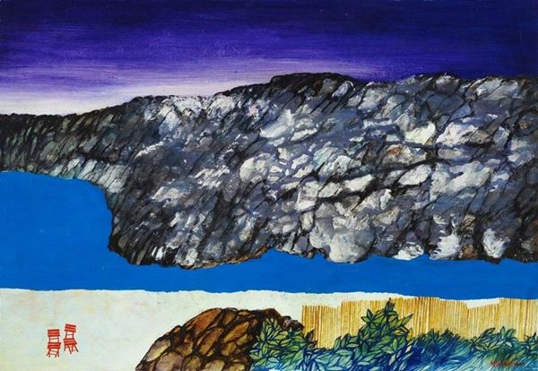 Sirio Midollini : Paesaggio costiero  - Acrilico su compensato - Auction ARTE MODERNA E CONTEMPORANEA - Galleria Pananti Casa d'Aste