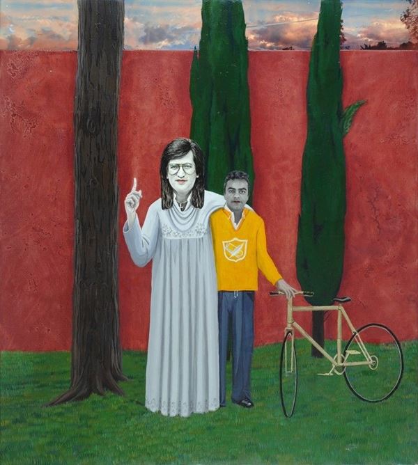 Gino Rubert : Musa inspirando a poeta  (1995)  - Tecnica mista su tela - Asta Arte Moderna e Contemporanea - III - Galleria Pananti Casa d'Aste