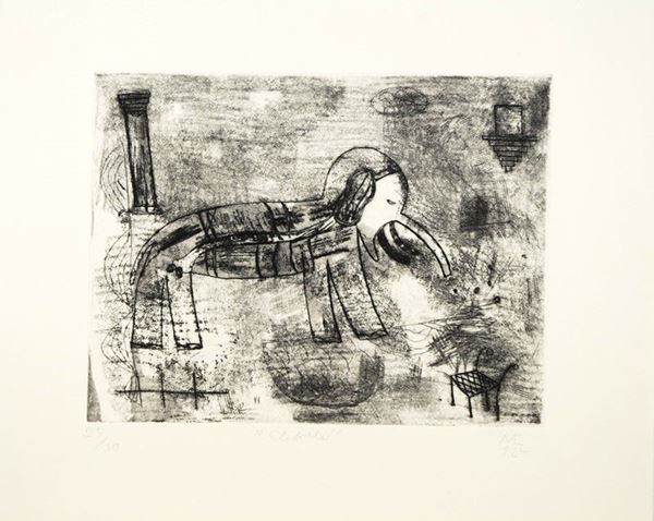 Elefante  (1992)  - Acquaforte - Asta GRAFICA ed EDIZIONI da una collezione privata - Galleria Pananti Casa d'Aste