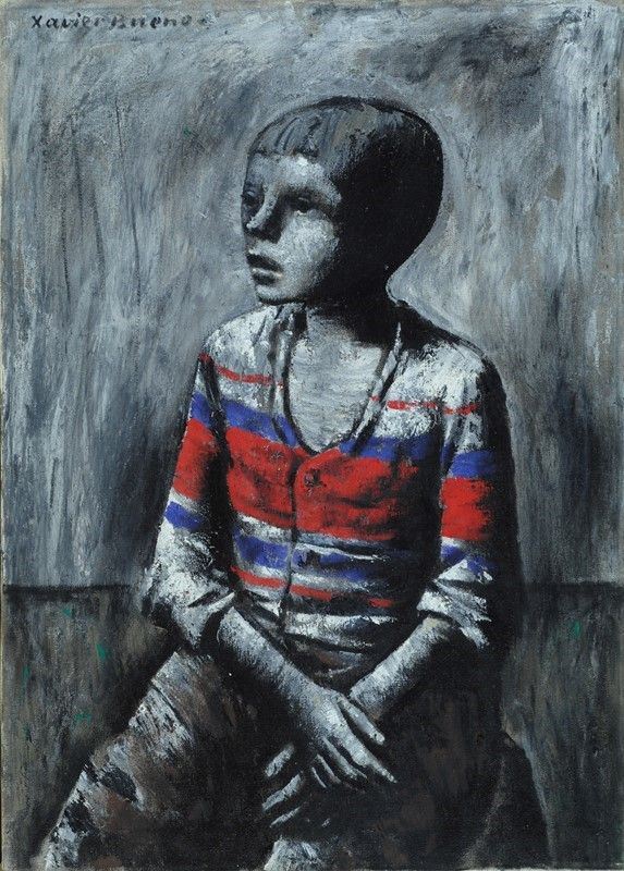 Xavier Bueno - Ritratto di ragazzo con maglia a righe