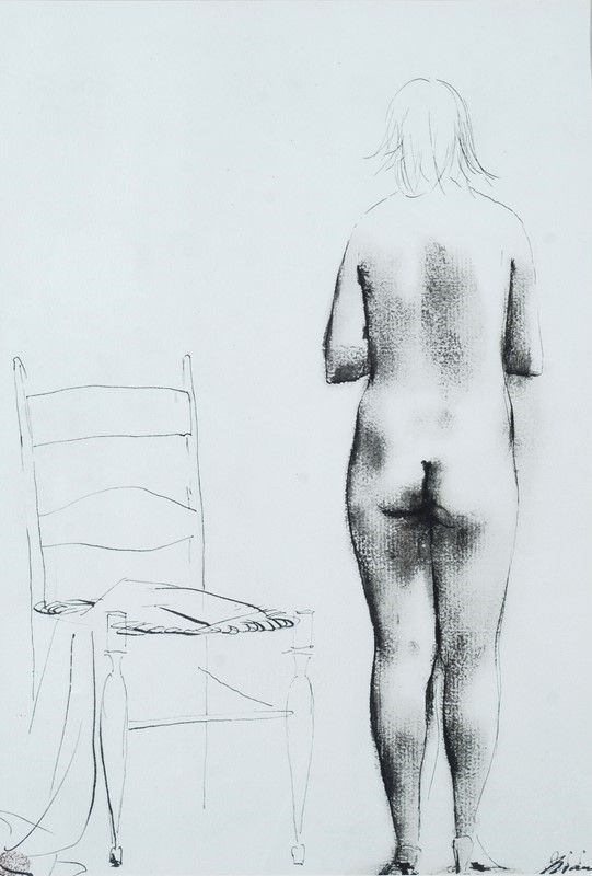 Giacomo Manz&#249; - Nudo con sedia
