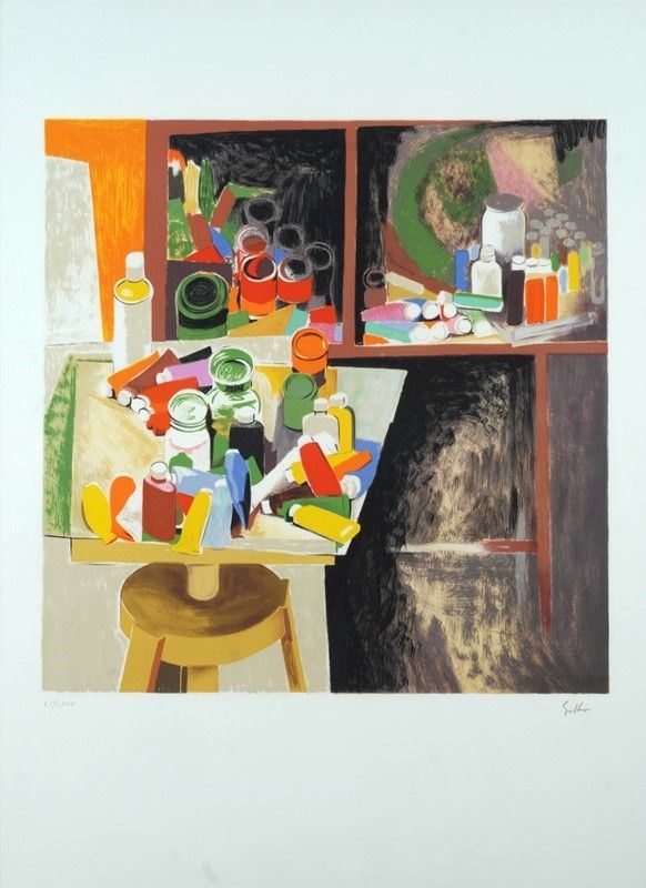 Renato Guttuso : Studio di artista  - Litografia - Auction Arte moderna e contemporanea - III - Galleria Pananti Casa d'Aste