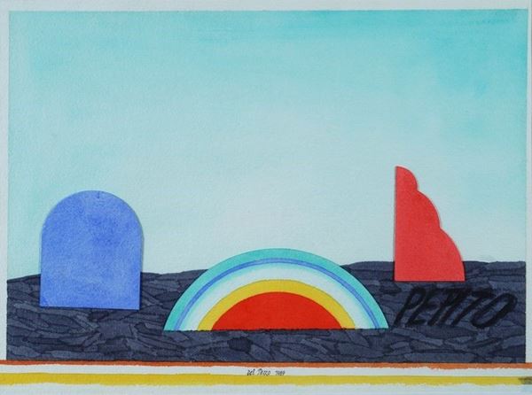 Lucio Del Pezzo : Pepito  (1989)  - Acquerello e collage su carta - Auction ARTE MODERNA E CONTEMPORANEA - III - Galleria Pananti Casa d'Aste