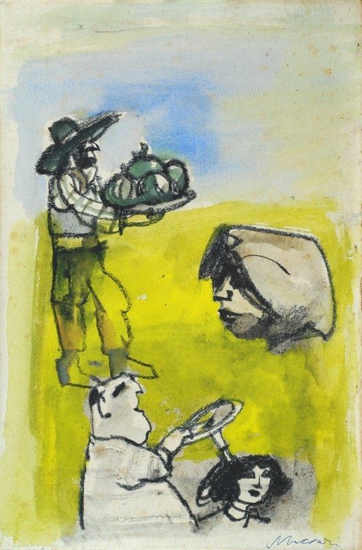 Mino Maccari : Padrone contadino  - Tecnica mista su carta riportata su tela - Auction STORART - ARTE MODERNA E CONTEMPORANEA - IV - Galleria Pananti Casa d'Aste