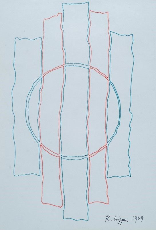 Roberto Crippa : Senza titolo  (1969)  - Pennarelli su carta - Asta Arte moderna e contemporanea - III - Galleria Pananti Casa d'Aste