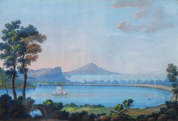 Anonimo, XIX sec. - Veduta sul lago
