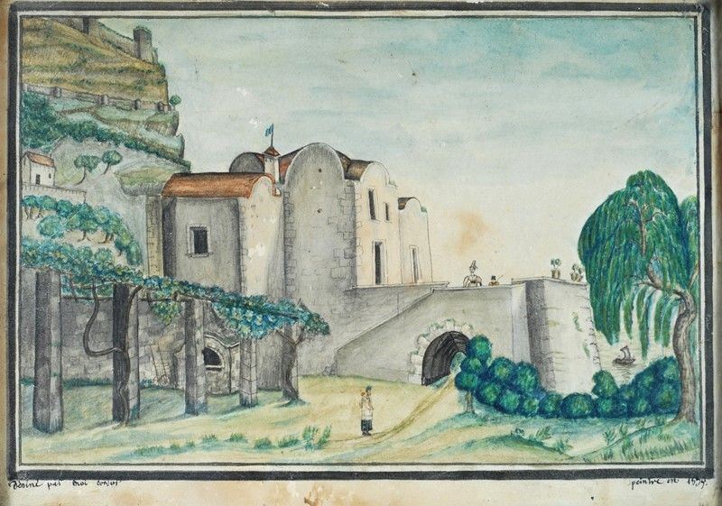 Anonimo, XIX Sec. - Paesaggio con Edificio