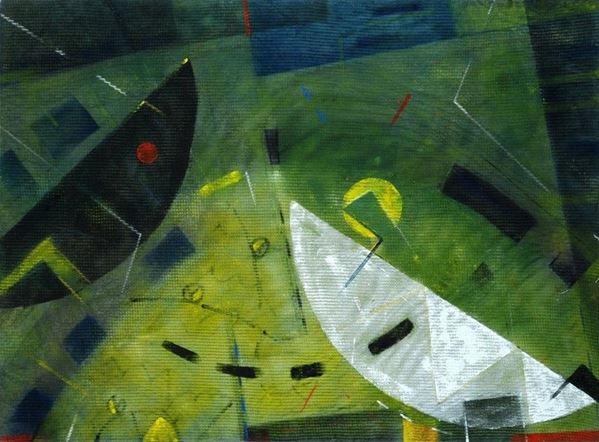 Giorgio Kiaris : Andante in molo   (2006)  - Tempera su tela e reti - Asta Arte moderna e contemporanea - III - Galleria Pananti Casa d'Aste