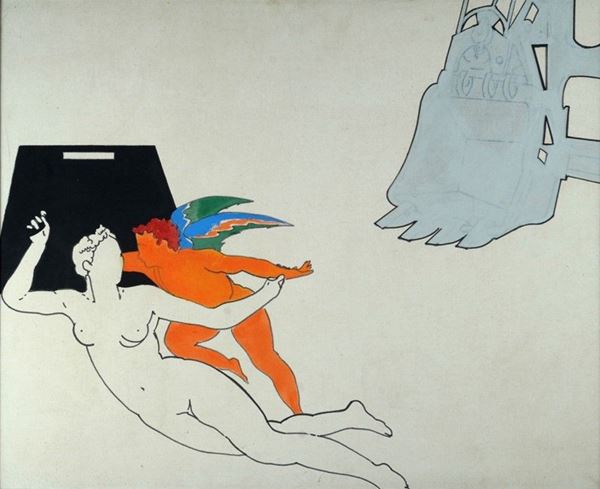 Renato Mambor : L'angelo arancione  (1966)  - Olio su tela - Asta Arte moderna e contemporanea - III - Galleria Pananti Casa d'Aste