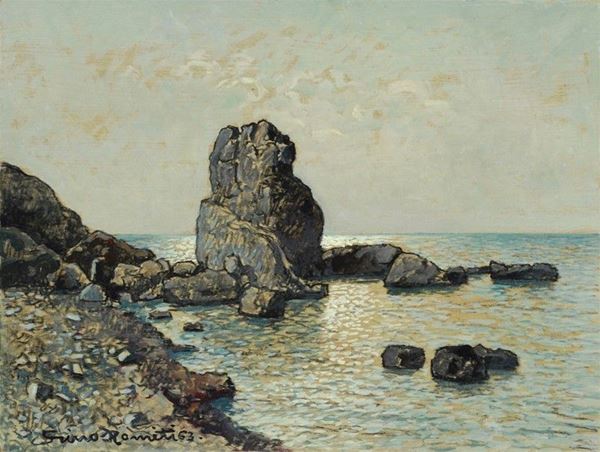 Gino Romiti : Marina  (1963)  - Olio su faesite - Auction Autori del XIX e XX sec. - II - Galleria Pananti Casa d'Aste