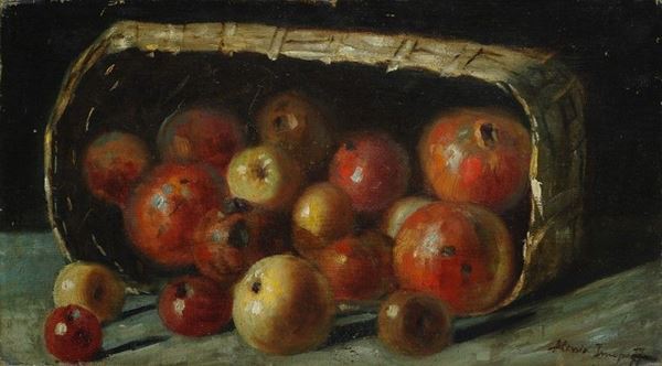 Alessio Issupoff : Cesto di mele  - Olio su tela - Asta Autori del XIX e XX sec. - II - Galleria Pananti Casa d'Aste