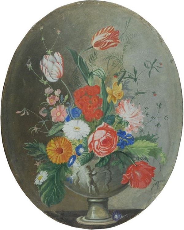 Anonimo, fine  XVIII sec. - Fiori nel vaso