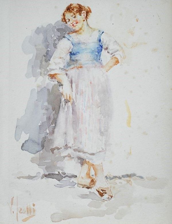 Vincenzo Irolli : Popolana  - Acquerello su carta - Auction Autori del XIX e XX sec. - II - Galleria Pananti Casa d'Aste