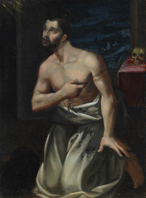 Scuola Toscana, XVI - XVII Sec. - San Domenico Penitente
