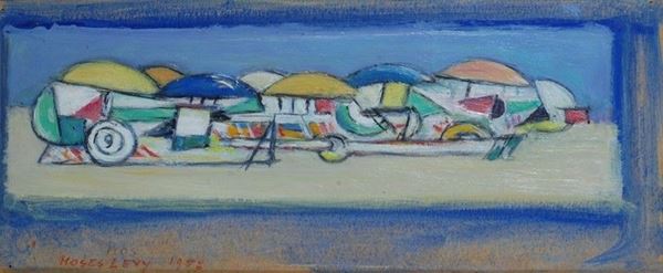 Moses Levy : Spiaggia  (1957)  - Olio su tavola - Auction Arte moderna e contemporanea - III - Galleria Pananti Casa d'Aste