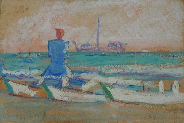 Moses Levy - Spiaggia con figura e patini