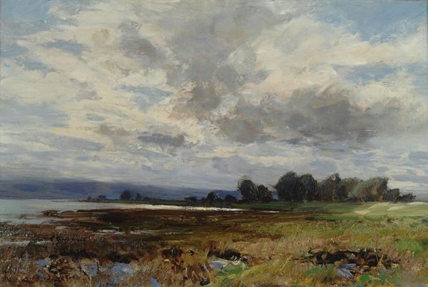 Bradley Lamond : Paesaggio lacustre  (1900)  - Olio su tela - Asta Autori del XIX e XX sec. - II - Galleria Pananti Casa d'Aste