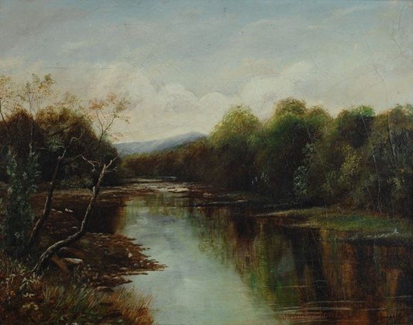 Scuola Inglese, XIX sec. - Paesaggio con ruscello