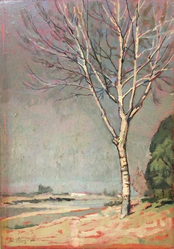 Llewelyn Lloyd : Albero  (1948)  - Olio su tavoletta - Asta Autori del XIX e XX sec. - II - Galleria Pananti Casa d'Aste