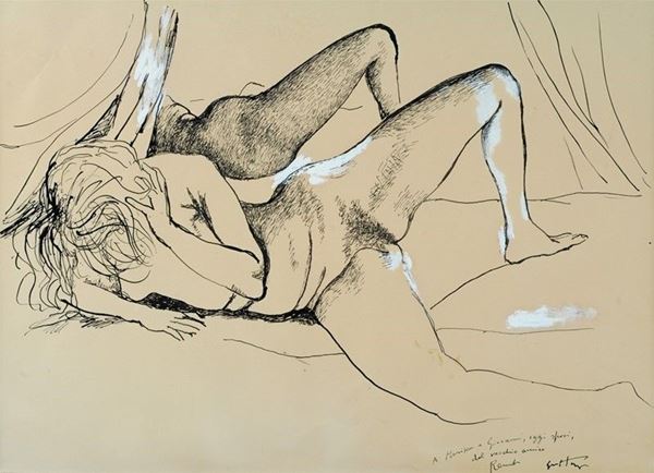 Renato Guttuso : Senza titolo  (1970)  - Tecnica mista su carta - Auction Arte moderna e contemporanea - III - Galleria Pananti Casa d'Aste