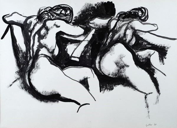 Renato Guttuso : Senza titolo  (1978)  - Tecnica mista su cartoncino - Auction Arte moderna e contemporanea - III - Galleria Pananti Casa d'Aste