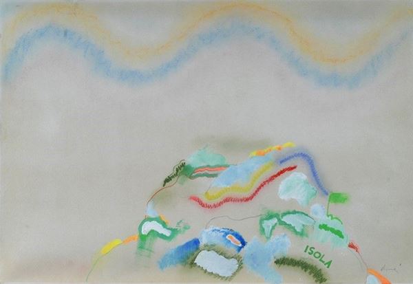 Luca Alinari : Isola  - Tecnica mista su carta - Auction Arte moderna e contemporanea - III - Galleria Pananti Casa d'Aste