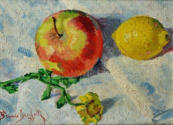 Franco Sacchetti : Natura morta  (1959)  - Olio su faesite - Asta AUTORI DEL XIX E XX SEC - Galleria Pananti Casa d'Aste