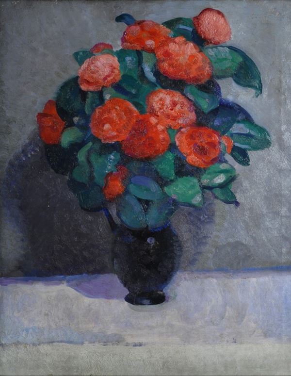 Felice Carena : Fiori  (1915)  - Olio su tela - Auction Arte moderna e contemporanea - III - Galleria Pananti Casa d'Aste