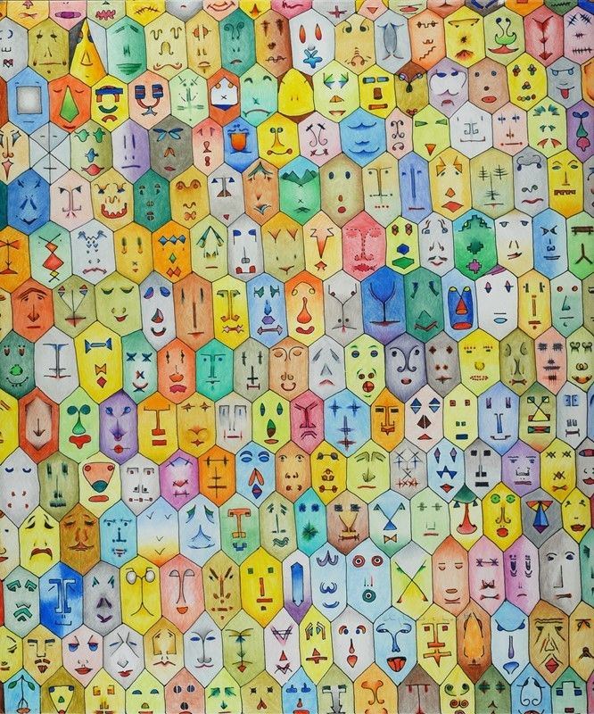 Alighiero Boetti - Faccine Colorate