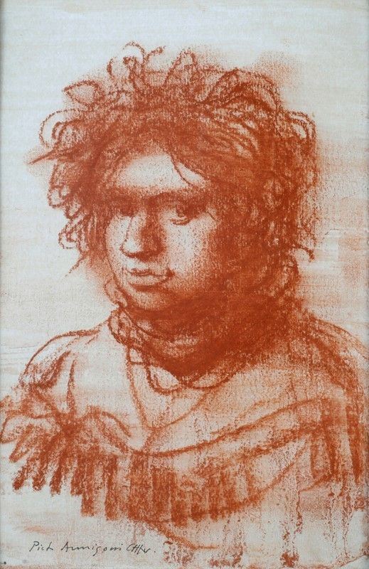 Pietro Annigoni : Ragazzo  - Sanguigna su carta - Asta Arte moderna e contemporanea - III - Galleria Pananti Casa d'Aste