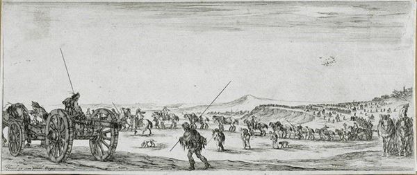 Stefano della Bella - Processione di cavalli e carri