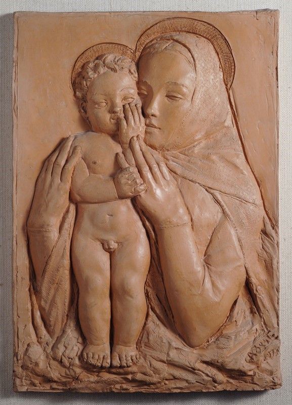 Antonio Berti : Madonna con bambino  (1970)  - Bassorilievo in terracotta - Auction Arte moderna e contemporanea - III - Galleria Pananti Casa d'Aste