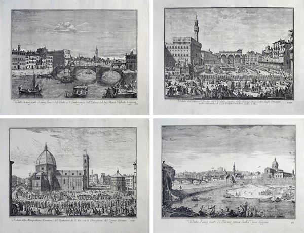 Quattro stampe con Vedute di Firenze