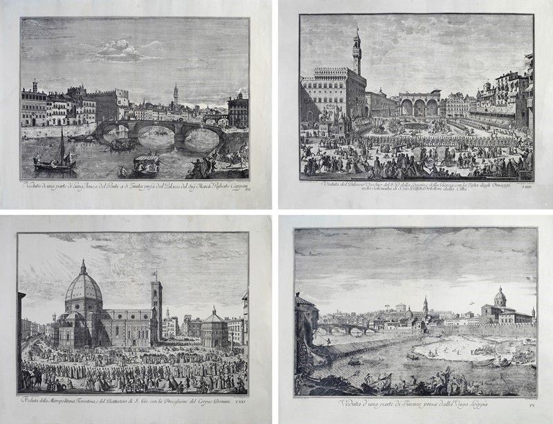 Quattro Stampe con Vedute di Firenze