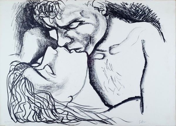 Renato Guttuso : Senza titolo  - Litografia su carta - Asta ARTE MODERNA E CONTEMPORANEA - Galleria Pananti Casa d'Aste