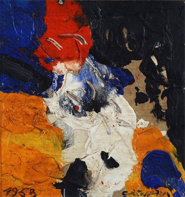 Arturo Carmassi : Senza titolo  (1953)  - Olio su cartone - Asta Arte moderna e contemporanea - III - Galleria Pananti Casa d'Aste