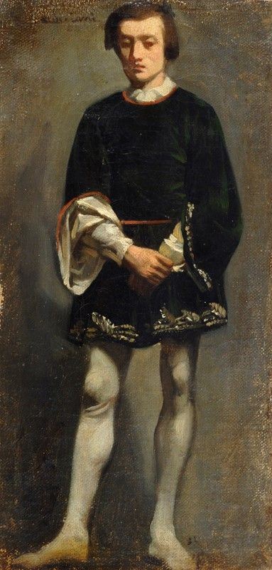 Michele Gordigiani : Giovinetto in costume  (1860-1865)  - Olio su tela - Asta Autori del XIX e XX sec. - II - Galleria Pananti Casa d'Aste