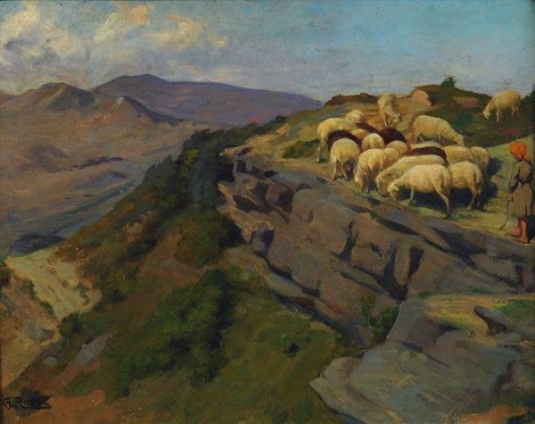 Giuseppe Rossi - Paesaggio con pecore