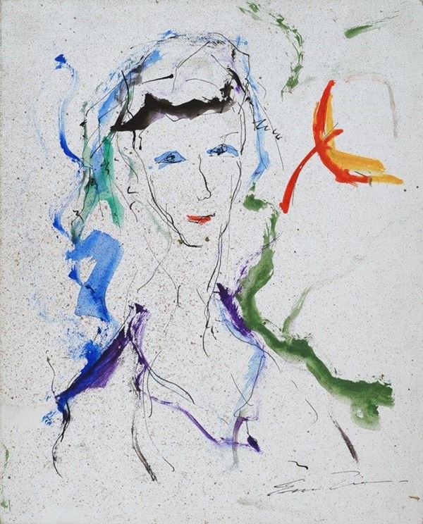 Ernesto Treccani : Volto  - Tecnica mista su cartone telato - Auction Arte moderna e contemporanea - III - Galleria Pananti Casa d'Aste