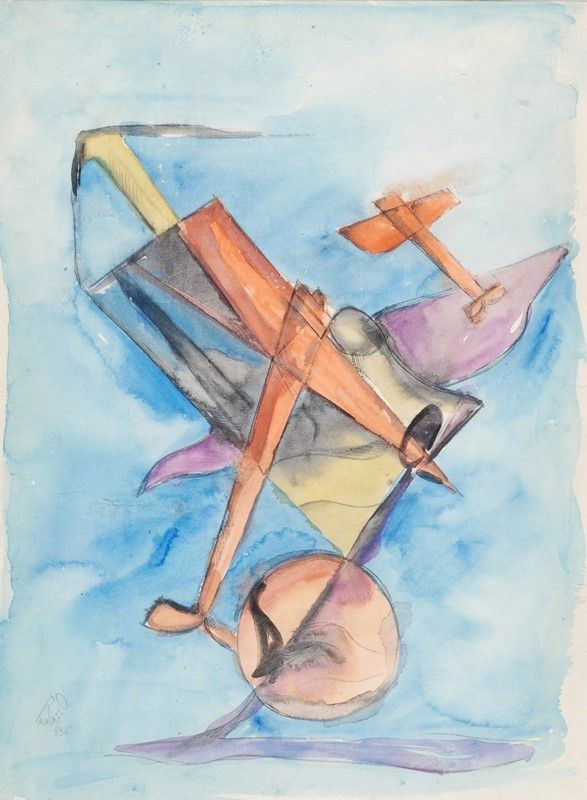 Elio Randazzo : Aspirazioni aereopittoriche  (1934)  - Acquerelli e matita su carta - Auction Arte moderna e contemporanea - III - Galleria Pananti Casa d'Aste