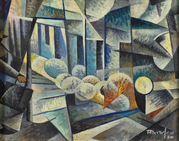 Antonio Marasco : Forza motrice   (1930)  - Olio su cartone - Auction Arte moderna e contemporanea - III - Galleria Pananti Casa d'Aste
