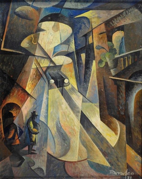 Antonio Marasco : Romba il motore  (1931)  - Olio su cartone - Asta Arte moderna e contemporanea - III - Galleria Pananti Casa d'Aste