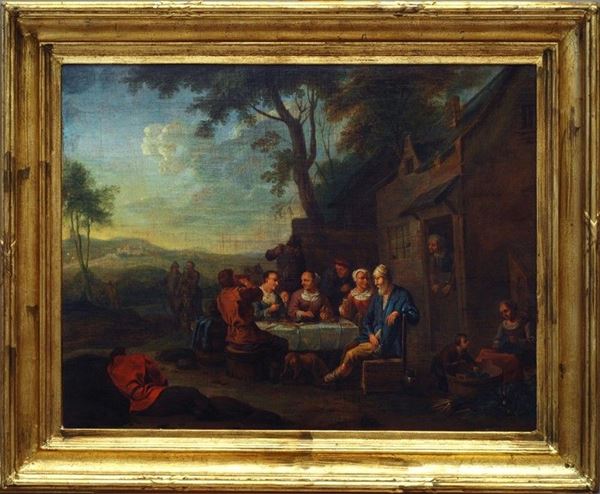 Scuola Olandese, XVII sec. - Il pranzo dei popolani