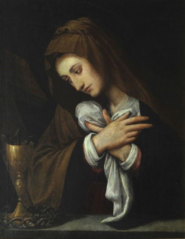 Scuola Toscana, XVII sec. : Madonna Addolorata  - Olio su tela - Asta ANTIQUARIATO - I - Galleria Pananti Casa d'Aste