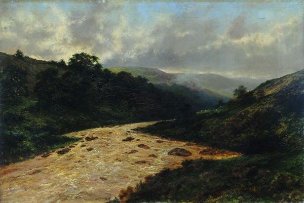 Scuola Inglese, fine XIX sec. - Paesaggio con fiume