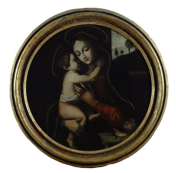 Scuola Toscana, inizio XVII sec. - Madonna con bambino
