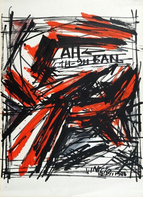 Vinicio Berti : AH 1H-9H BAN  (1980)  - Acrilico su carta - Asta Arte moderna e contemporanea - III - Galleria Pananti Casa d'Aste